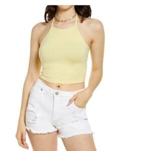 Nordstrom Bp Halter Crop Top Yellow Lemonade Medium NWT